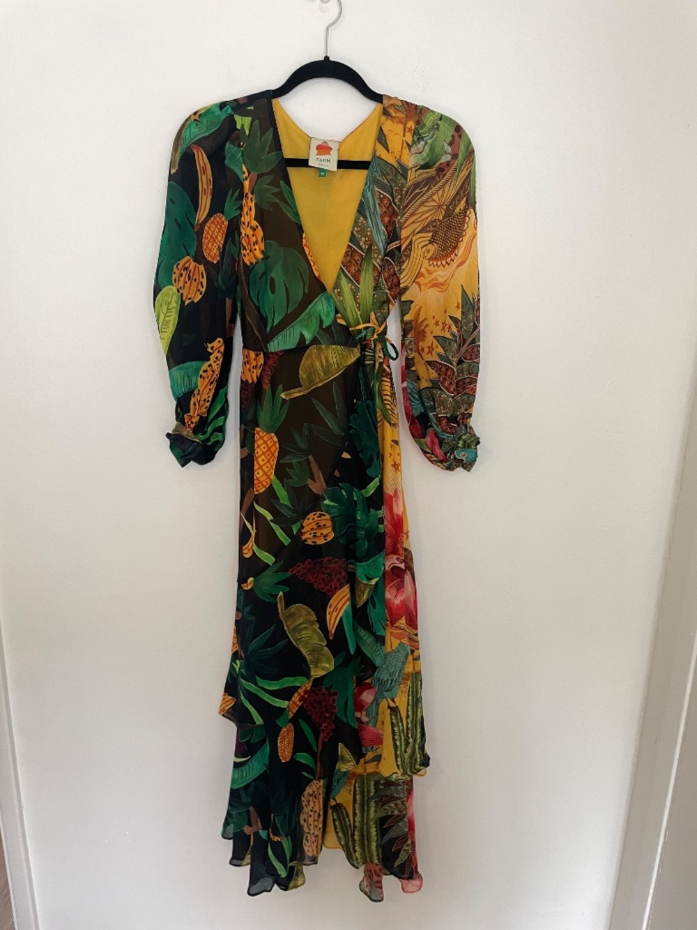 Farm Rio Floral Long Wrap Maxi Dress, Boho Wedding Guest, Size XS - Picture 6 of 11